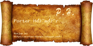 Porter Hümér névjegykártya